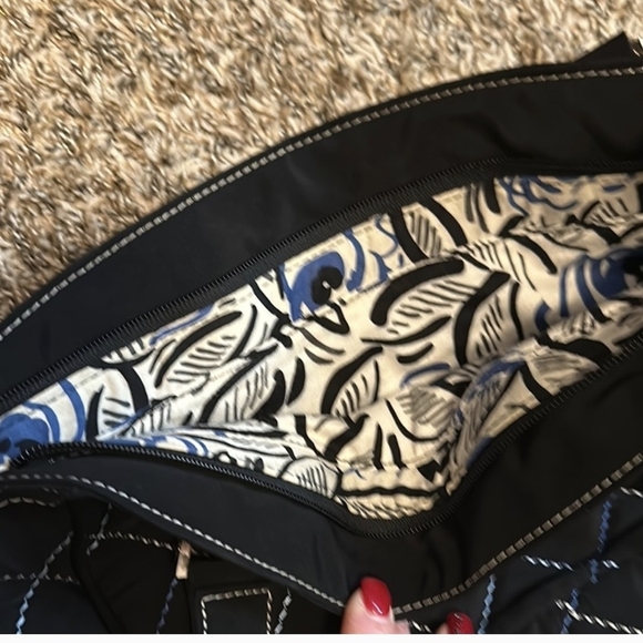 Vera Bradley Black Quilted Tote Bag with Geometric Stitching - Picture 6 of 10